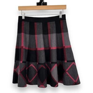 Oliva & Grace Mini Skirt Black and Red Plaid Flare Women's S Dark Academia
